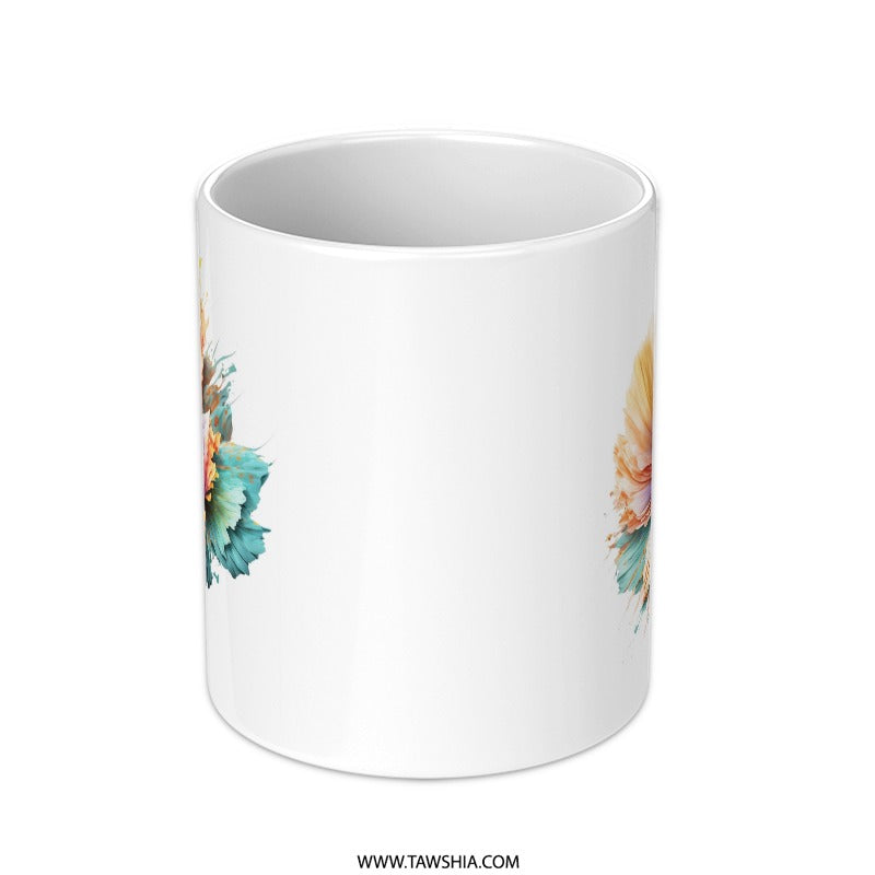 Floral Mug, Watercolor Flower Coffee Mug, Artistic Flower Gift Idea, Colorful Blossom Mug, Painterly Floral Mug, Beautiful Artistic Mug - Tawshia