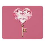 Heart Key Mouse Pad, Pink Decor, Ornate Design, Cute Mousepad, Home Office Accessory, Desk Mat, Gift for Her, Valentine's Day Gift - Tawshia
