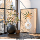 Modern Plant Wall Art, Abstract Floral Print, Minimalist Home Decor, Neutral Tone Art, Botanical Illustration, Living Room Decor - Tawshia