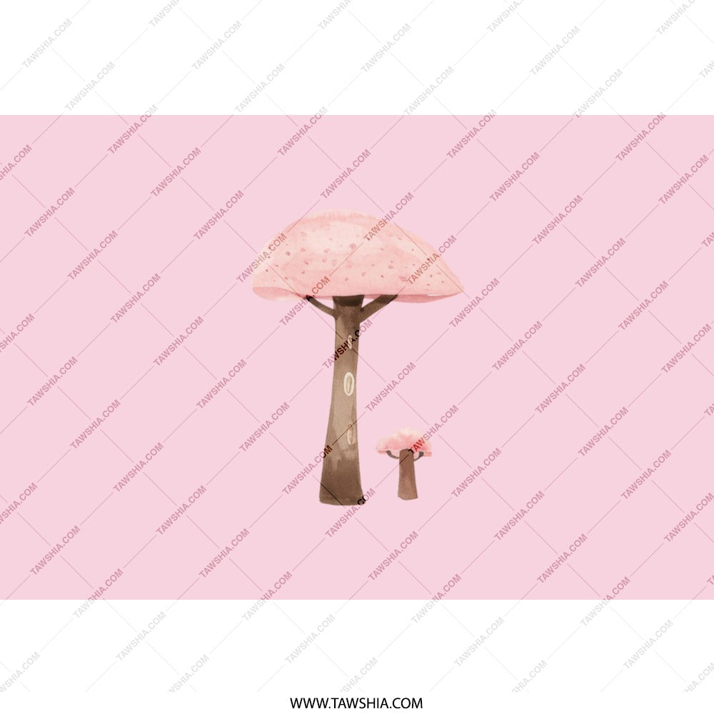 Pink Mushroom Tree Tumbler, Whimsical Design Tumbler, Nature Inspired Drinkware, Travel Mug, Stainless Steel Tumbler with Straw - Tawshia