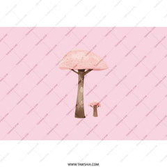 Pink Mushroom Tree Tumbler, Whimsical Design Tumbler, Nature Inspired Drinkware, Travel Mug, Stainless Steel Tumbler with Straw - Tawshia