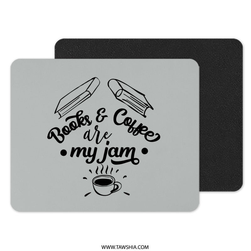 Books and Coffee Mouse Pad, My Jam Mousepad, Book Lover Gift, Coffee Lover Gift, Study Accessories, Office Decor, Desk Accessories - Tawshia