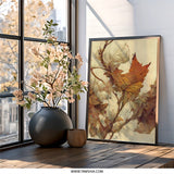 Autumn Leaves Wall Art, Fall Decor, Botanical Print, Neutral Wall Art, Cotton Branch Art Print, Home Decor, Cozy Decor, Nature Art - Tawshia