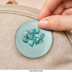 Heart Balloons Pinback Button, Teal Balloons Button, Love Balloons Pin, Cute Celebration Button, Balloons Gift - Tawshia