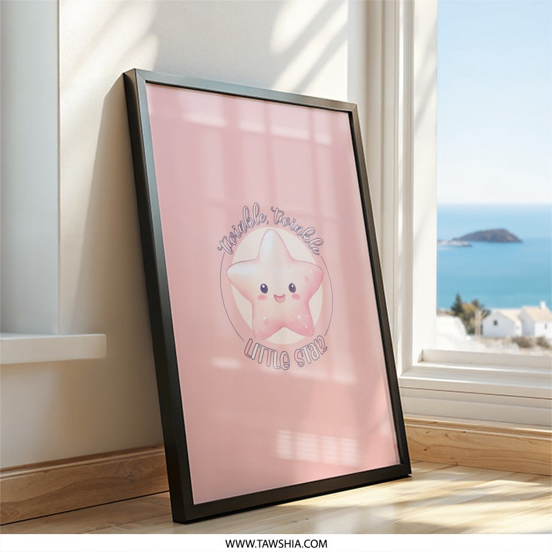 Twinkle Star Wall Art, Nursery Decor, Kids Room Art, Cute Star Print, Pink Nursery Art, Baby Shower Gift, Little Star Art - Tawshia