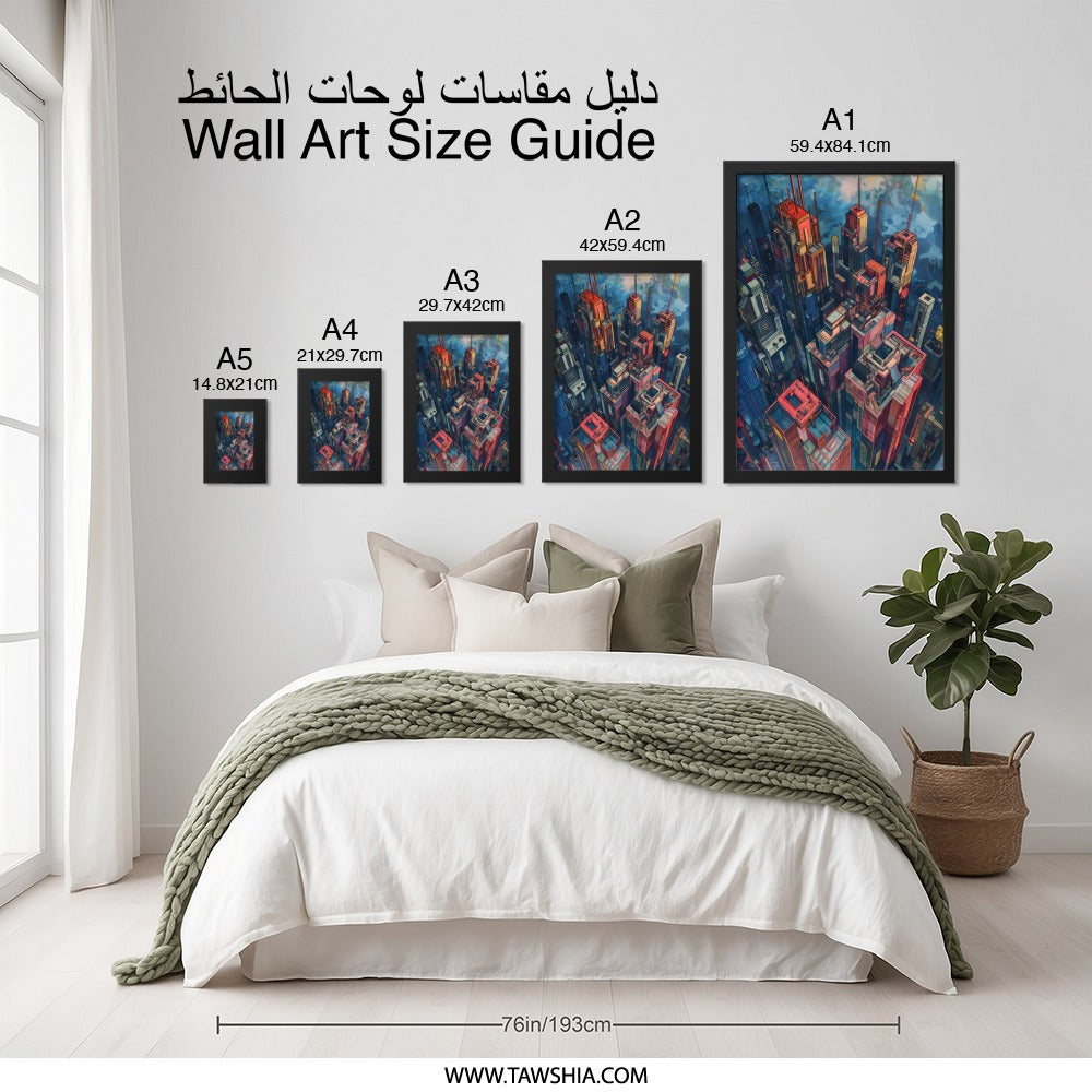 Cyberpunk Cityscape Wall Art, Futuristic Metropolis Print, Urban Decor, Modern City Art, Architectural Artwork, Sci Fi Decor, Skyline Poster - Tawshia