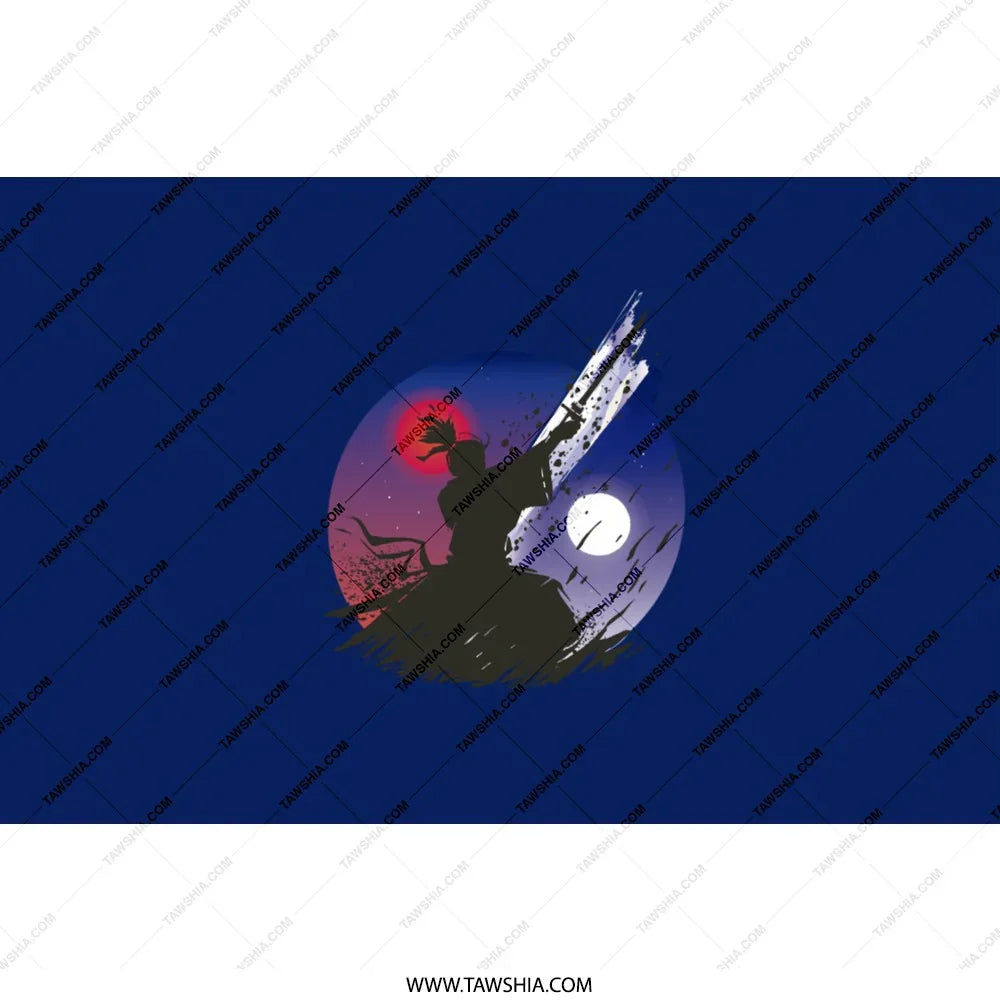 Samurai Warrior with Red Moon Graphic product