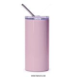 Welcome Guests Tumbler, Home Decor Tumbler, Housewarming Gift Idea, New Home Gift, Welcome Friends Saying, Pink Tumbler with Straw - Tawshia