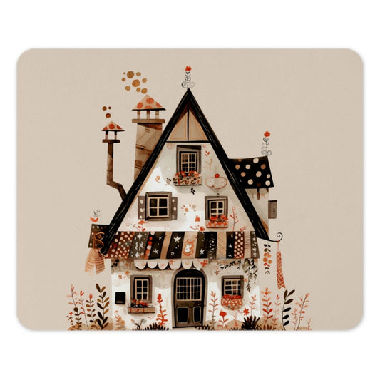 Whimsical Cottage Mouse Pad, Cute House Desk Accessory, Unique Computer Mat, Cozy Home Office Decor, Illustrated Mousepad - Tawshia