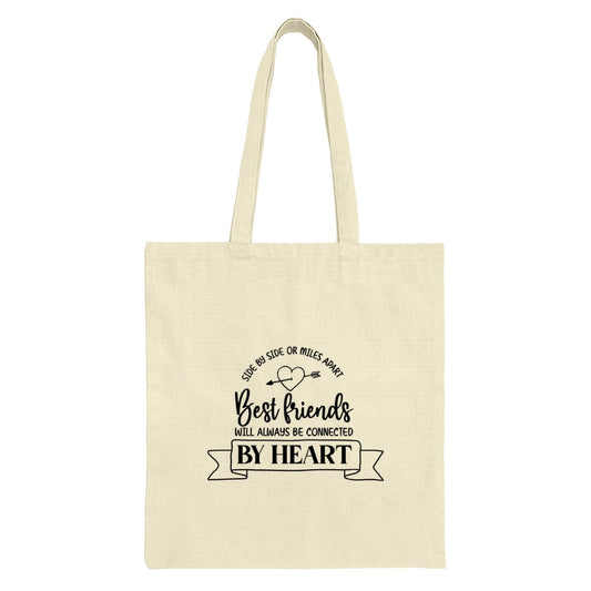 Best Friends Tote Bag, Connected by Heart, Friendship Gift, Long Distance Friend Gift, Heart Arrow Design, Canvas Tote Bag - Tawshia
