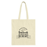 Best Friends Tote Bag, Connected by Heart, Friendship Gift, Long Distance Friend Gift, Heart Arrow Design, Canvas Tote Bag - Tawshia