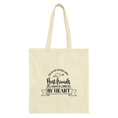 Best Friends Tote Bag, Connected by Heart, Friendship Gift, Long Distance Friend Gift, Heart Arrow Design, Canvas Tote Bag - Tawshia