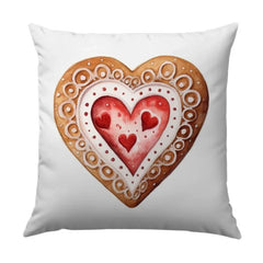 Heart Cookie Pillow, Watercolor Design, Holiday Decor, Valentine's Day Gift, Cute Throw Pillow, Home Accent Pillow - Tawshia