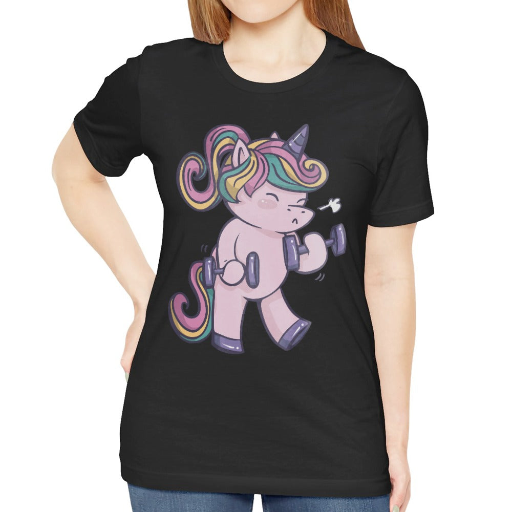 Adorable Unicorn Lifting Weights Graphic Tee product