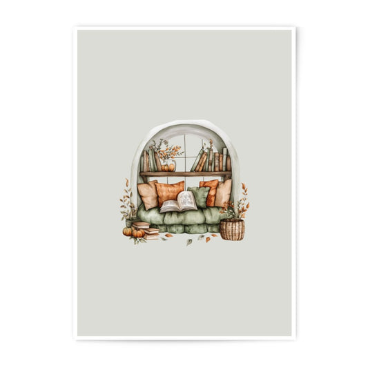 Reading Nook Photographic Prints, Cozy Window Seat Art, Book Lover Gift, Autumn Decor, Fall Themed Prints, Home Library Wall Art - Tawshia