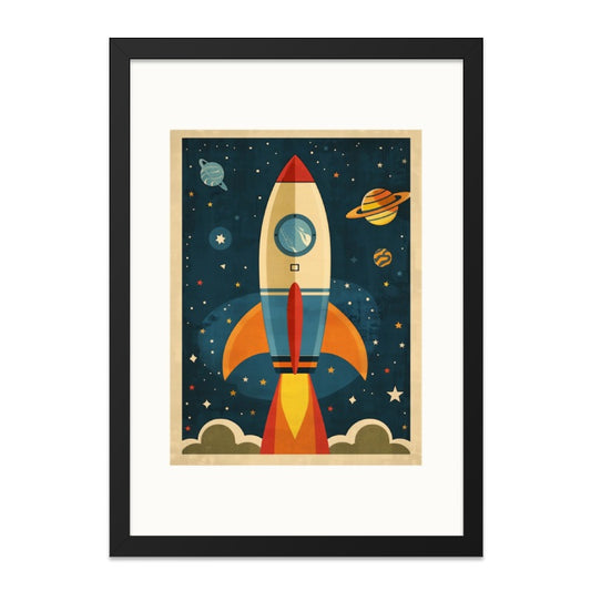 Retro Rocket Wall Art, Space Travel Print, Vintage Space Poster, Kids Room Decor, Outer Space Art, Spacecraft Illustration - Tawshia