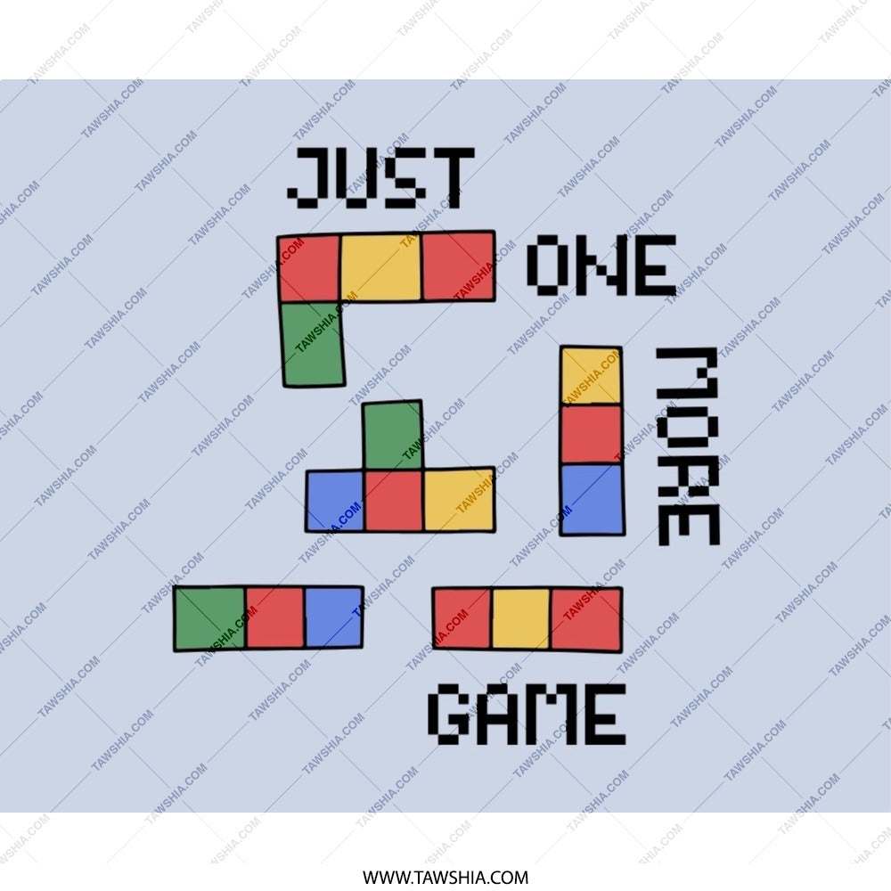Just One More Game Mouse Pad, Tetris Inspired Gaming Desk Accessory, Funny Gamer Gift, Retro Video Game Design - Tawshia