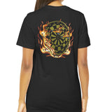 Flaming Dartboard Graphic On Black T Shirt product type