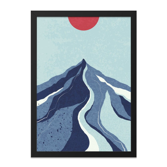 Abstract Mountain Wall Art, Red Sun Print, Minimalist Landscape Poster, Modern Art Home Decor, Nature Inspired Artwork - Tawshia