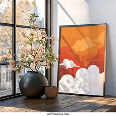 Orange Sky Wall Art, Cloudscape Print, Modern Wall Decor, Abstract Art Print, Atmospheric Wall Hanging, Home Decor, Cloud Wall Art - Tawshia