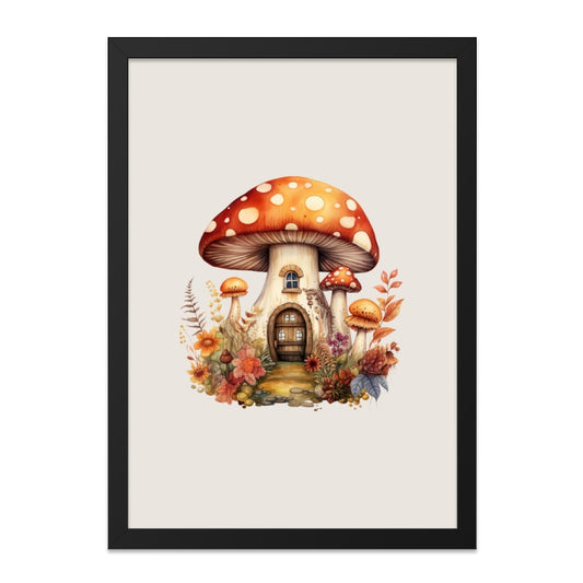 Mushroom House Wall Art, Whimsical Print, Autumn Decor, Fantasy Illustration, Cottagecore Art, Enchanted Home, Unique Wall Decor - Tawshia
