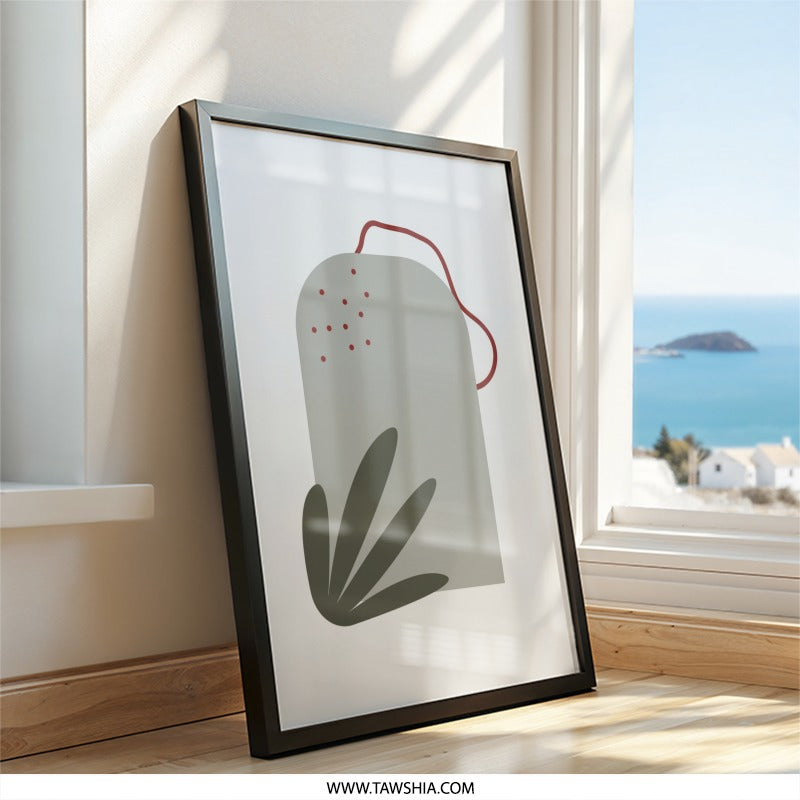 Abstract Plant Wall Art, Modern Minimalist Print, Botanical Wall Decor, Geometric Art Print, Contemporary Art, Home Decor, Wall Hanging - Tawshia