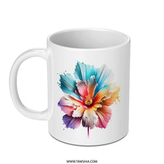 Watercolor Floral Mug, Rainbow Flower Coffee Mug, Artistic Flower Mug, Beautiful Flower Mug, Gift For Her, Flower Lover Gift, Mug For Tea - Tawshia