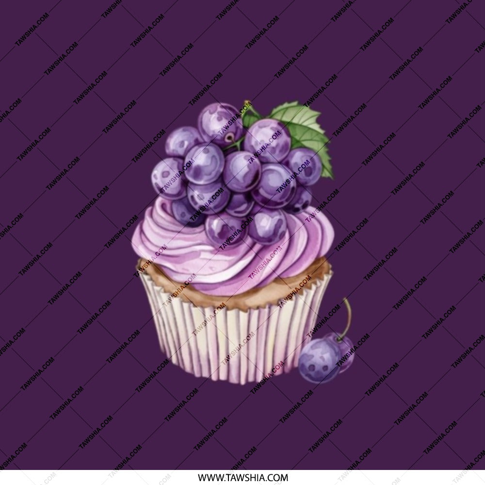 Grapes Cupcake Pocket Mirror, Cute Food Art Makeup Mirror, Unique Gift Idea, Purple Theme Pocket Mirror, Sweet Treat Pocket Mirror - Tawshia