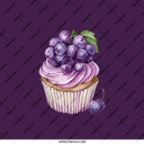 Grapes Cupcake Pocket Mirror, Cute Food Art Makeup Mirror, Unique Gift Idea, Purple Theme Pocket Mirror, Sweet Treat Pocket Mirror - Tawshia