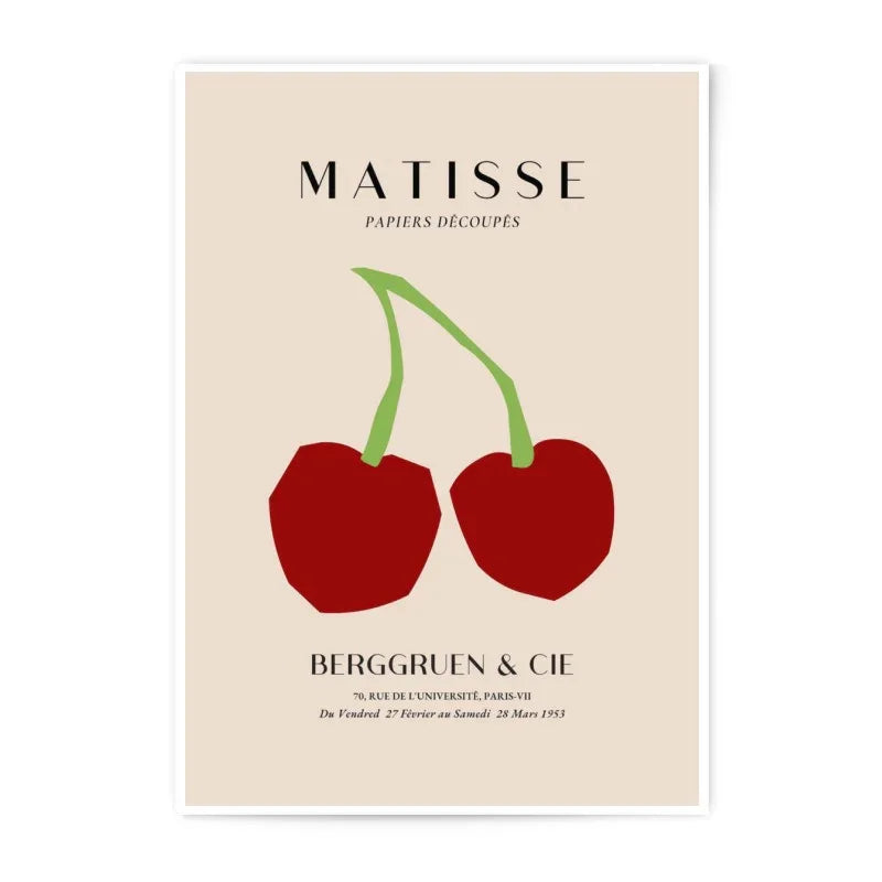 Matisse Cherry Photographic Print, Exhibition Poster, Henri Matisse Wall Art, Modern Art Poster, Vintage Art Print, Kitchen Art Print - Tawshia