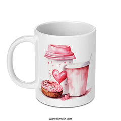 Pink Coffee Mug, Watercolor Mug, Donut Mug, Sweet Treat Mug, Coffee Lover Gift, Foodie Mug, Valentine's Day Gift Mug, Unique Mug Missing field - Tawshia