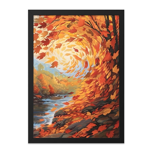 Autumn River Wall Art, Fall Foliage Print, Landscape Wall Decor, Nature Artwork, Colorful Leaves Artwork, Scenic Home Decor - Tawshia