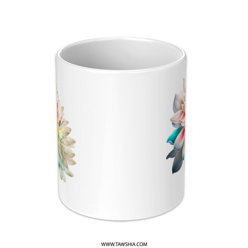 Floral Mug, Dahlia Flower Gift, Colorful Flower Coffee Cup, Botanical Art Mug, Unique Tea Cup, Gift for Her, Flower Lover Mug, Floral Art - Tawshia