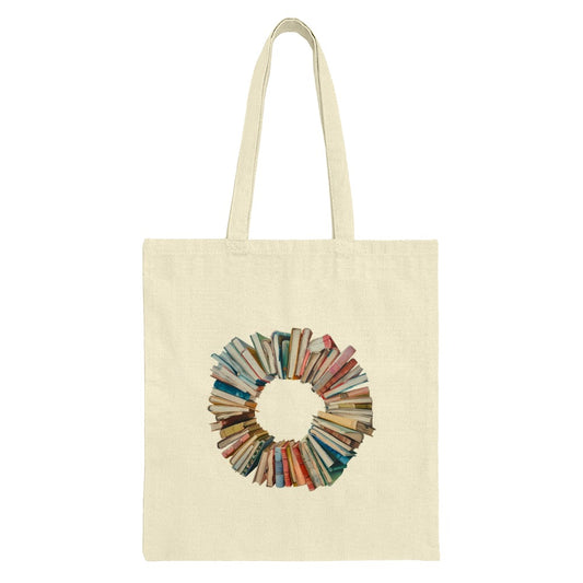 Book Wreath Tote Bag, Reader Gift, Book Lover, Librarian Tote, Bookish Design, Novel Tote, Library Bag, Gifts for Bookworms - Tawshia