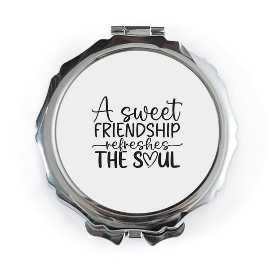 Friendship Pocket Mirror, Soul Refreshing Quote, Gift for Friend, Best Friend Present, Compact Mirror, Travel Mirror - Tawshia