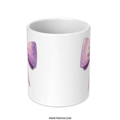 Sparkly Pink Bow Mug, Cute Gift Mug, Pink Bow Design Mug, Girly Mug, Novelty Coffee Mug, Decorative Mug (137 characters) - Tawshia