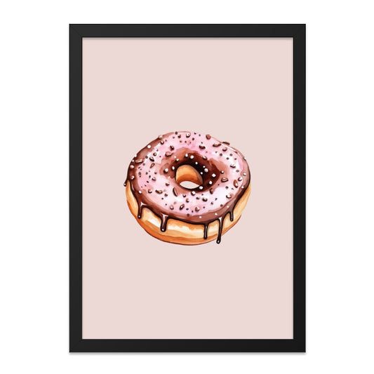 Donut Wall Art, Pink Glaze, Chocolate Drip, Sprinkle Art, Sweet Treat Decor, Food Illustration, Kitchen Art Print - Tawshia