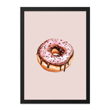 Donut Wall Art, Pink Glaze, Chocolate Drip, Sprinkle Art, Sweet Treat Decor, Food Illustration, Kitchen Art Print - Tawshia