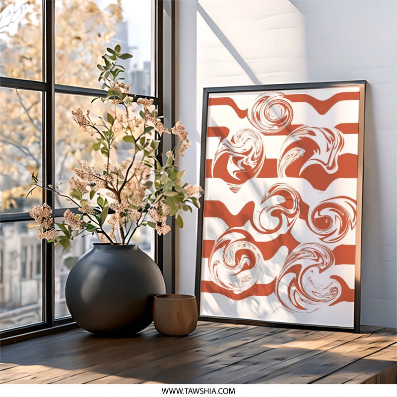 Abstract Swirls Wall Art, Modern Home Decor, Geometric Print, Unique Wall Decor, Minimalist Art Print, Statement Wall Art - Tawshia