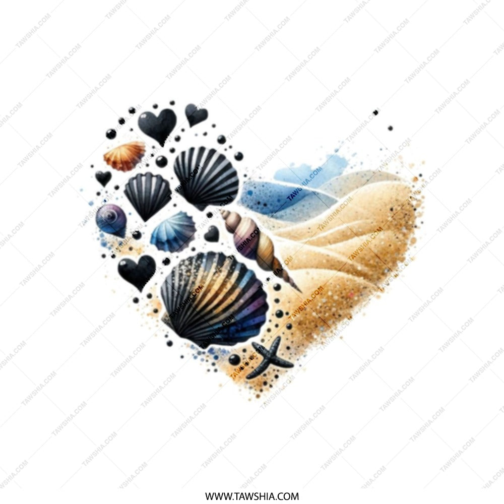 Seashell Heart Tote Bag, Beach Lover Gift, Ocean Theme Bag, Coastal Art Tote, Unique Heart Design, Nautical Tote, Stylish Beach Bag - Tawshia