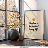 Her Love Greatest Legacy Wall Art, Gold Heart Print, Inspirational Quote Decor, Mother's Day Gift, Family Wall Decor - Tawshia