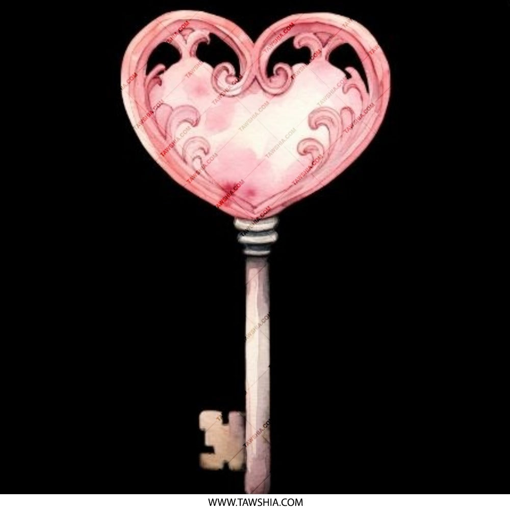 Heart Key Pinback Button, Watercolor Love Key Button, Romantic Gift Pin, Unique Heart Key Pinback Button, Heart Button, Key Button - Tawshia