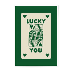 Lucky You Photographic Print, Queen of Hearts Art, Playing Card Art, Quirky Wall Decor, Green Aesthetic, Luck Card Print, Fun Wall Art - Tawshia