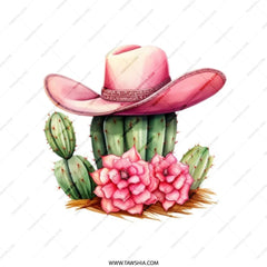 Pink Cowboy Hat Tote Bag, Cactus Design Tote, Western Style Bag, Trendy Shopping Bag, Everyday Tote Bag, Gift Idea - Tawshia