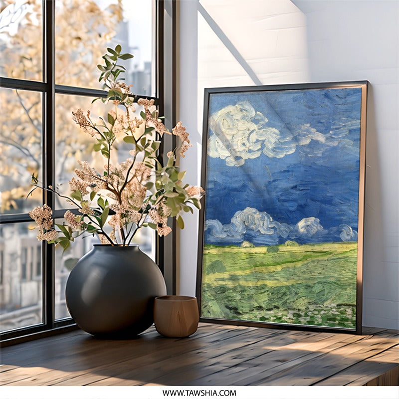 Wheatfield under Clouded Sky Wall Art, Van Gogh Painting Print, Landscape Wall Decor, Impressionist Art, Fine Art Print, Famous Paintings - Tawshia