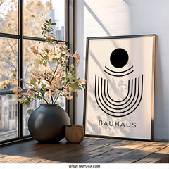 Bauhaus Wall Art, Modern Print, Geometric Art, Minimalist Decor, Black and Beige Poster, Home Office Decor, Living Room Art - Tawshia
