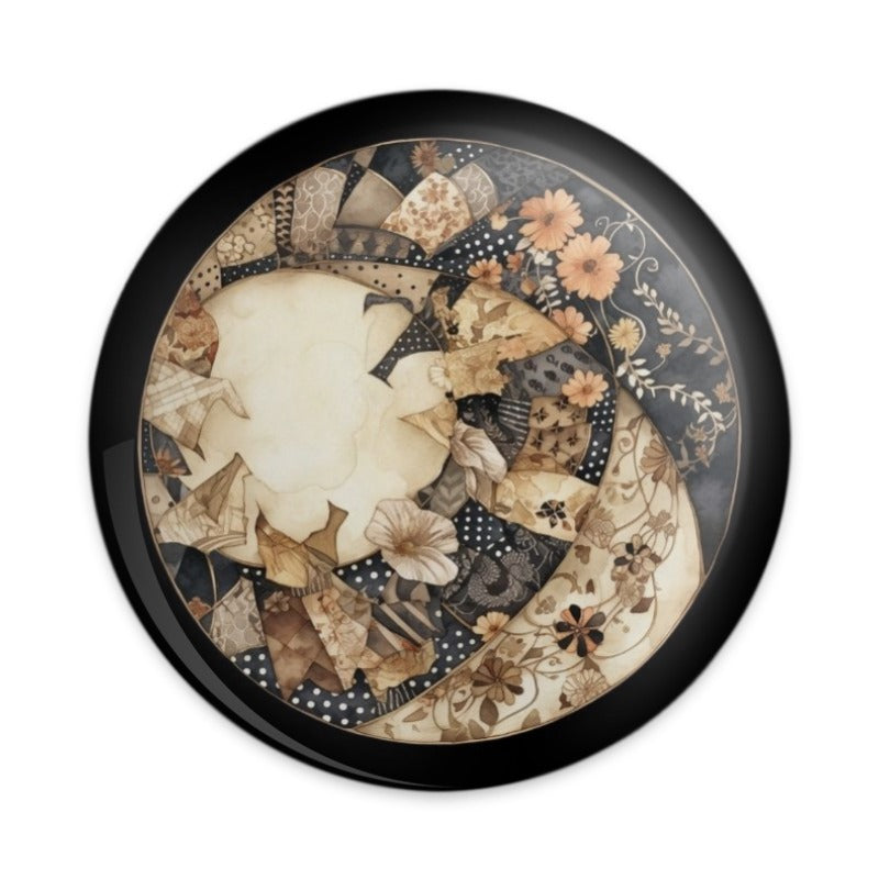 Floral Patchwork Pinback Button, Aesthetic Pin, Collage Button, Cute Flower Pin, Decorative Button, Unique Button, Trendy Pinback Button - Tawshia