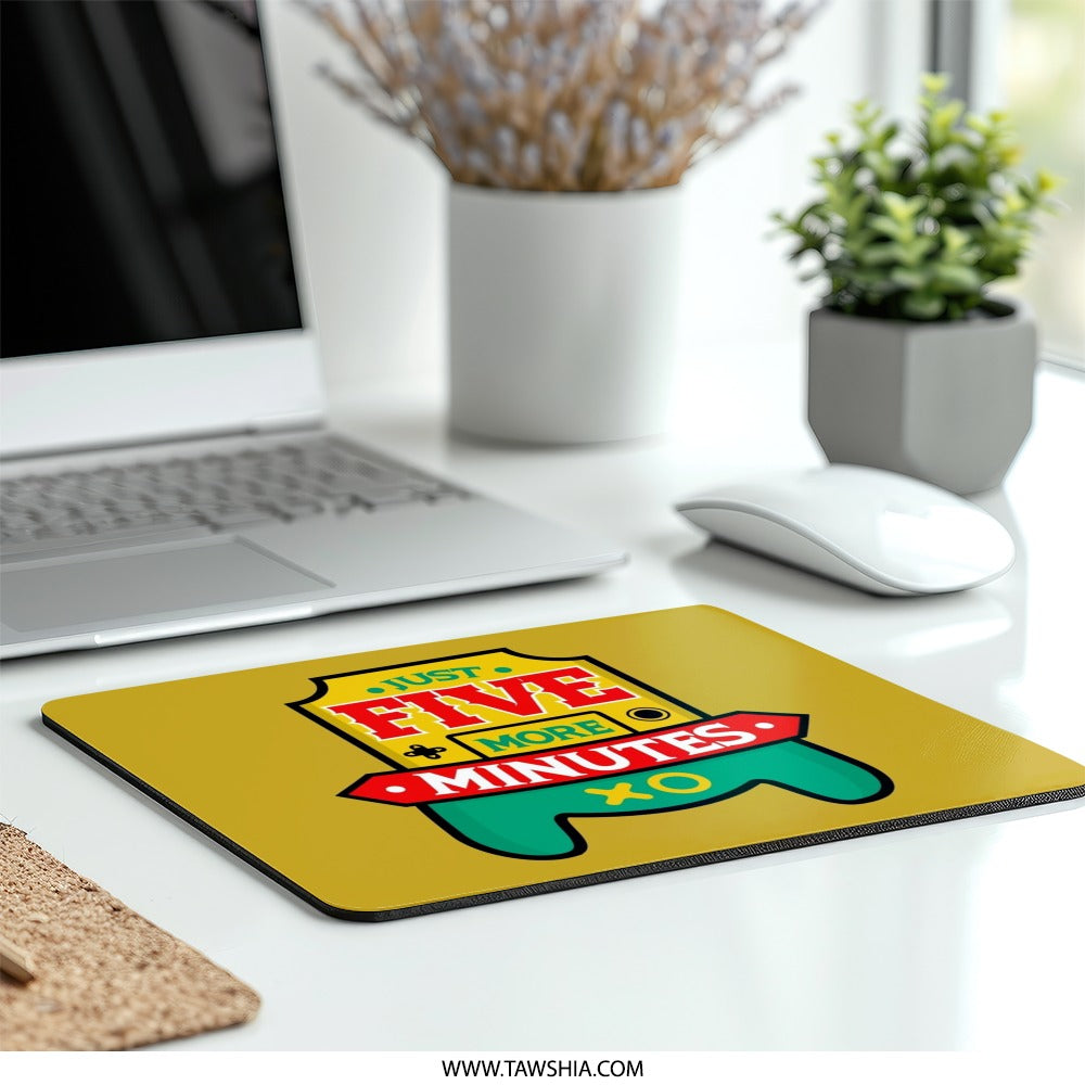 Gamer Mouse Pad, Just Five More Minutes, Video Game Controller, Funny Gaming Gift, Geeky Desk Decor, Computer Accessory - Tawshia