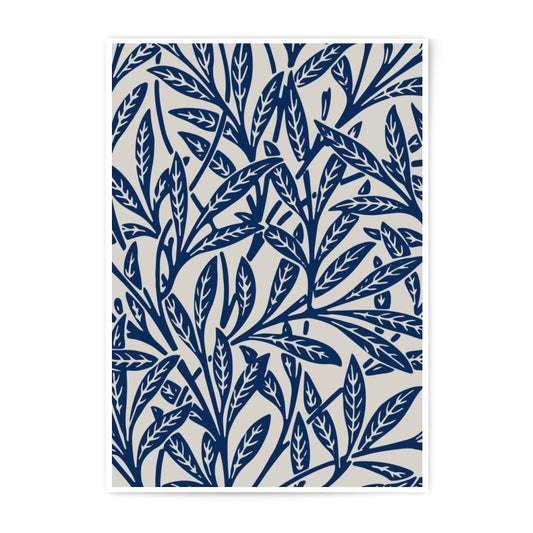 Indigo Botanical Photographic Print, Leaf Pattern Wall Art, Elegant Home Decor, Nature Inspired Art, Blue Botanical Print - Tawshia