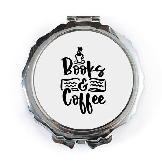 Books and Coffee Pocket Mirror, Reader Gift, Book Lover Gift, Coffee Addict, Cute Pocket Mirror, Writer Gift, Gift For Her - Tawshia